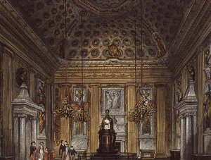 The Cupnes Room，肯辛顿宫，来自Pynes Royal Residences，1819， 作者 理查德·卡特莫尔